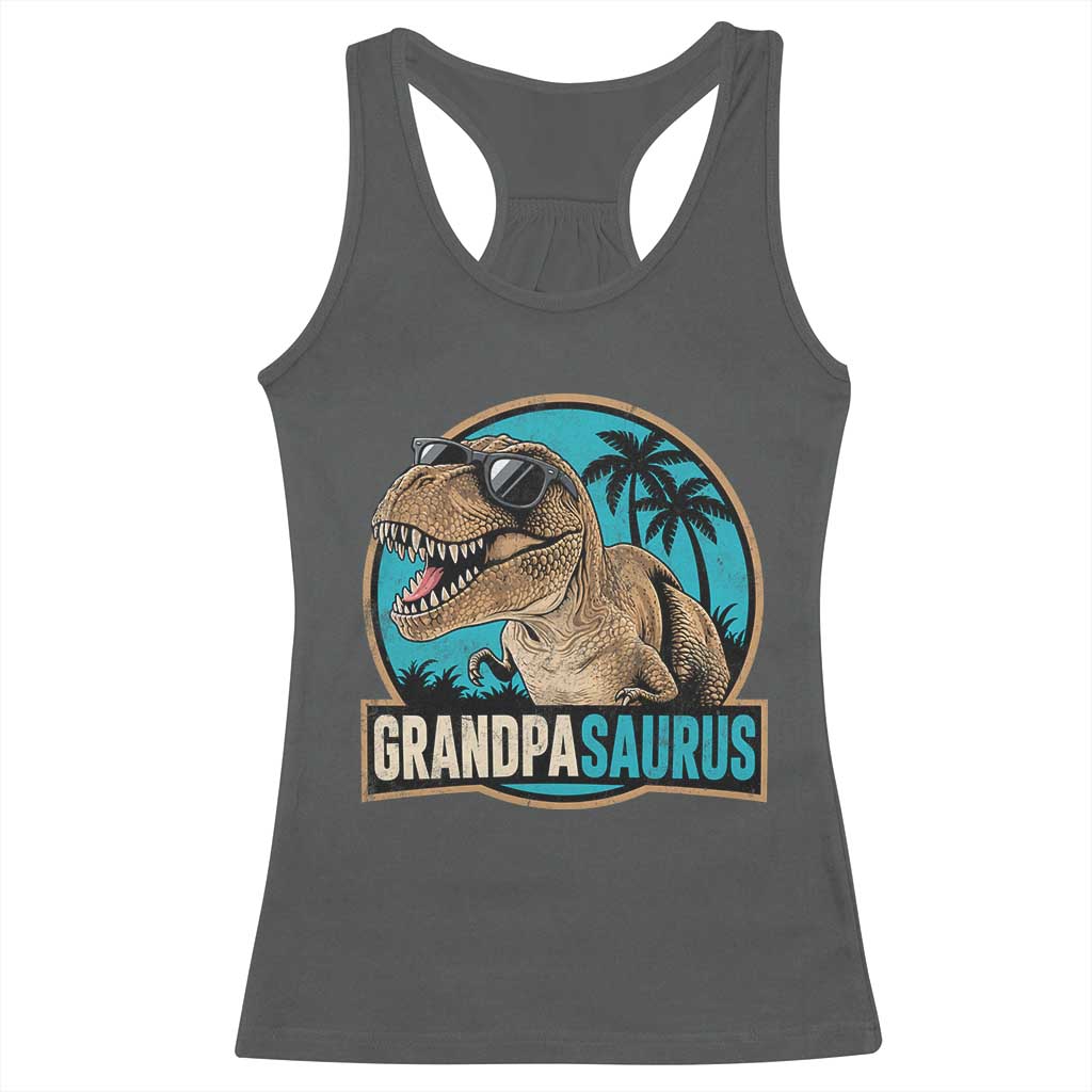 Dinosaur Grandfather Racerback Tank Top Funny Grandpasaurus Fathers Day Family Matching