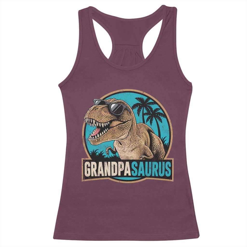 Dinosaur Grandfather Racerback Tank Top Funny Grandpasaurus Fathers Day Family Matching