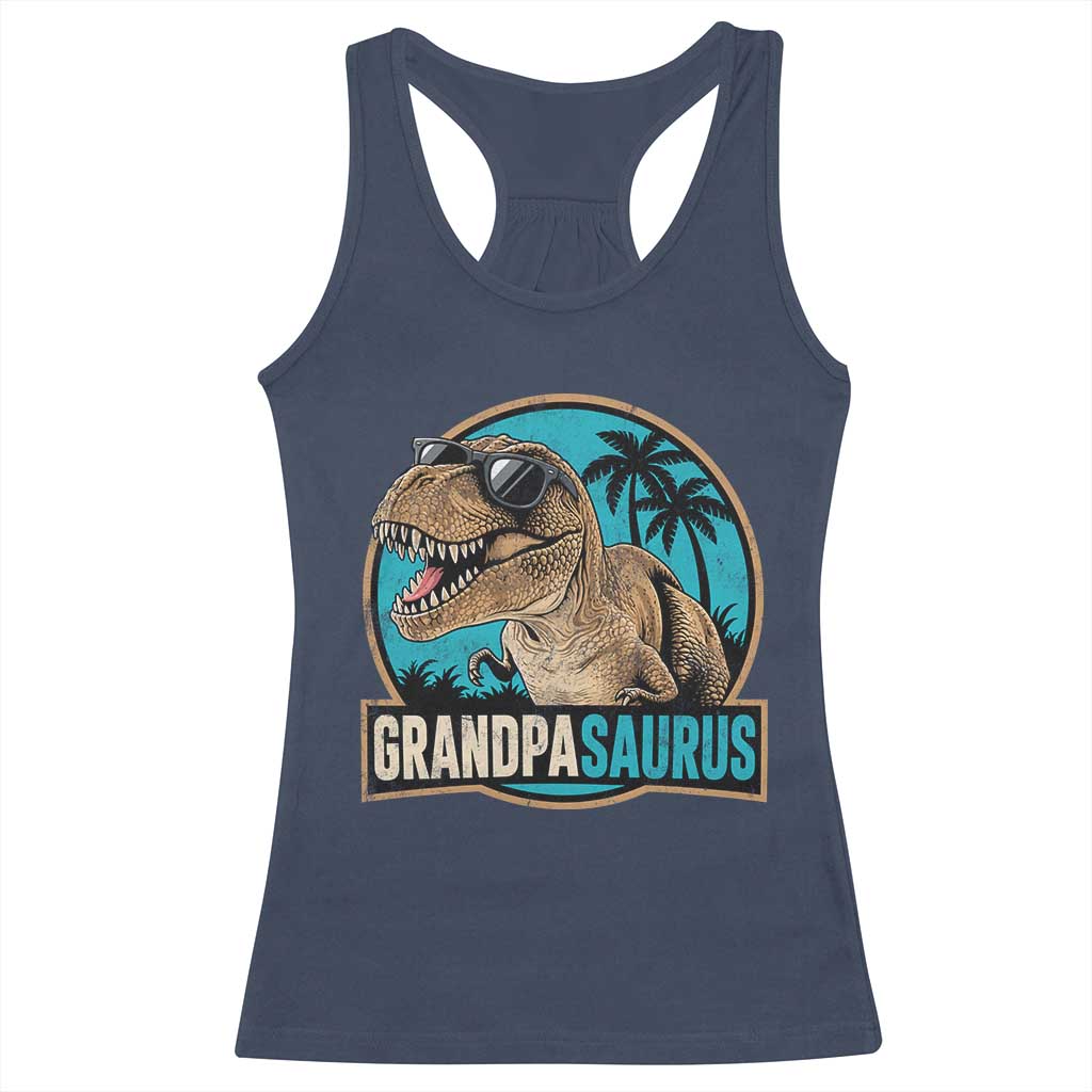 Dinosaur Grandfather Racerback Tank Top Funny Grandpasaurus Fathers Day Family Matching
