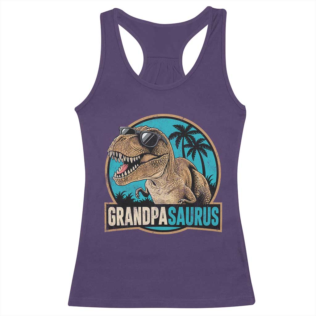 Dinosaur Grandfather Racerback Tank Top Funny Grandpasaurus Fathers Day Family Matching