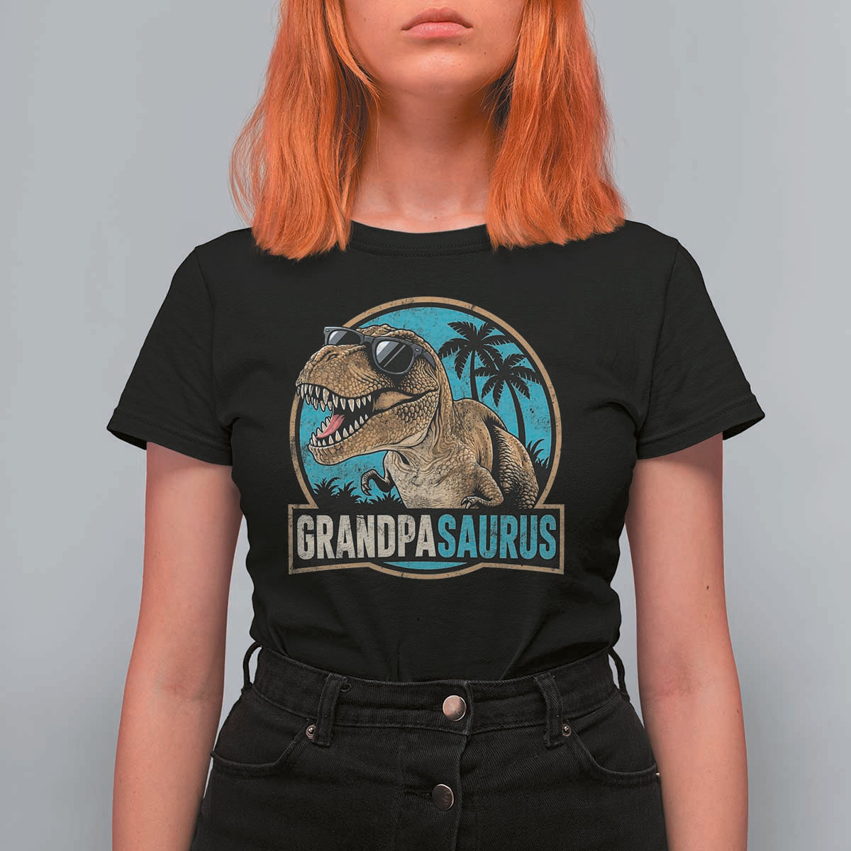 Dinosaur Grandfather T Shirt For Women Funny Grandpasaurus Fathers Day Family Matching