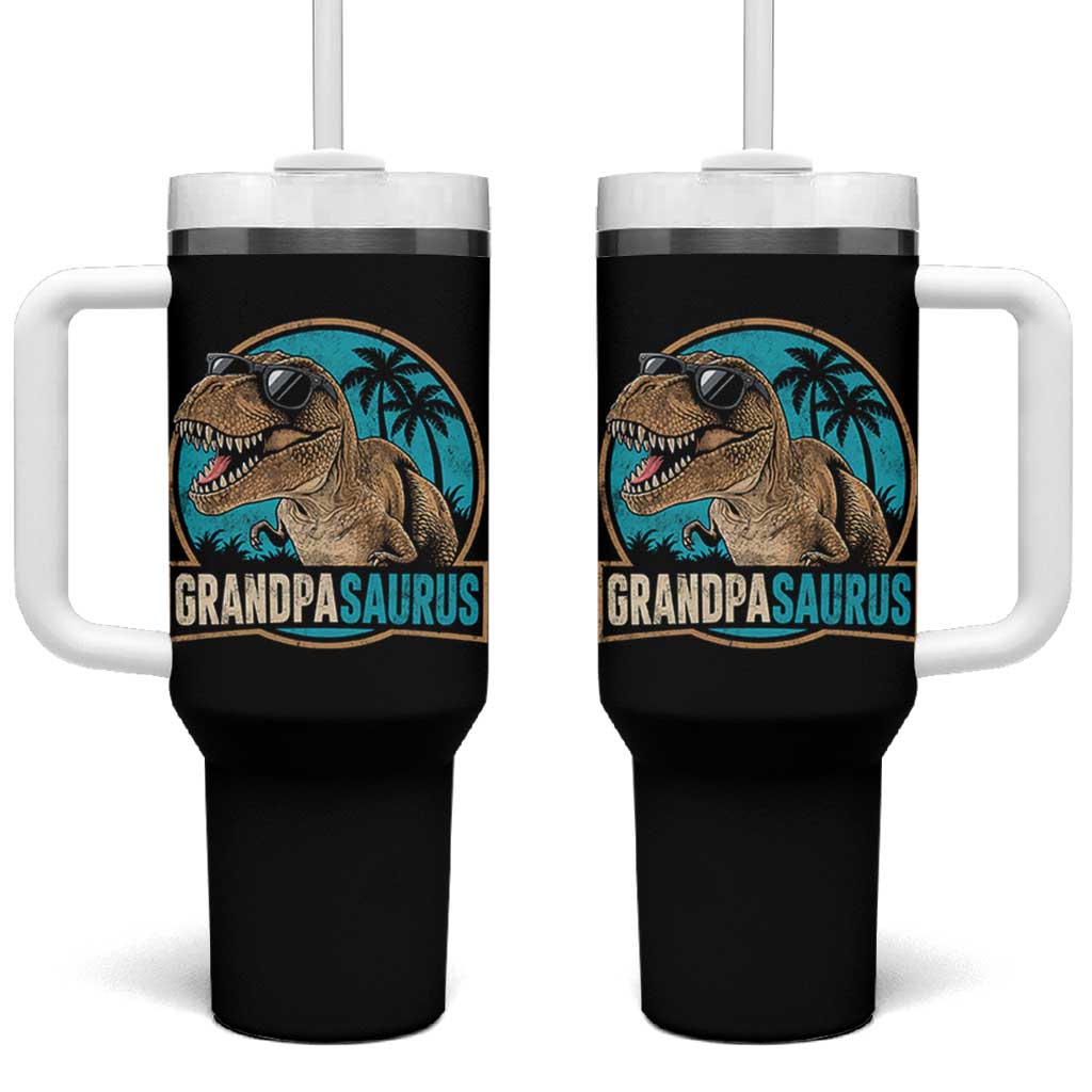 Dinosaur Grandfather Tumbler With Handle Funny Grandpasaurus Fathers Day Family Matching