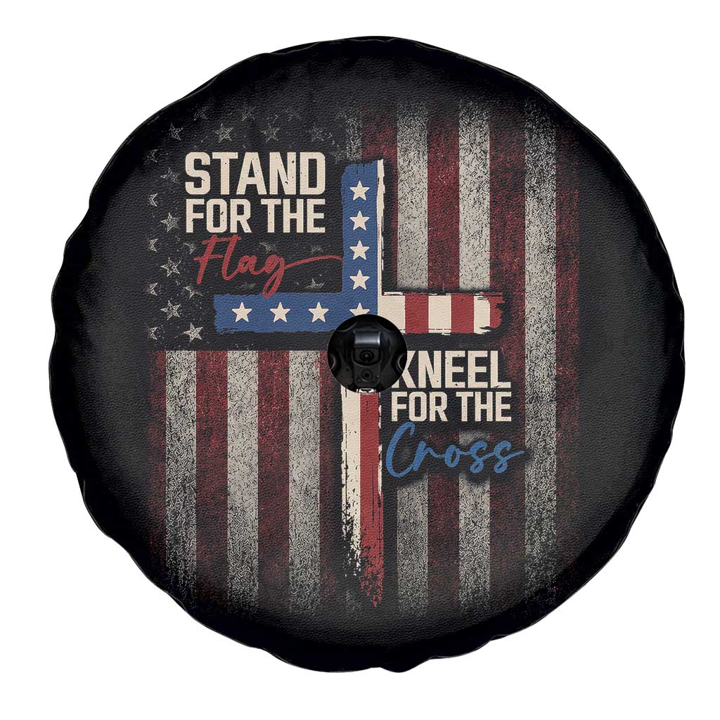 Stand For The Flag Kneel For The Cross Spare Tire Cover Patriotic Faith Vintage American Flag
