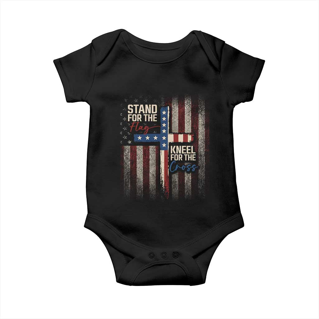 Stand For The Flag Kneel For The Cross Baby Onesie Patriotic Faith Vintage American Flag