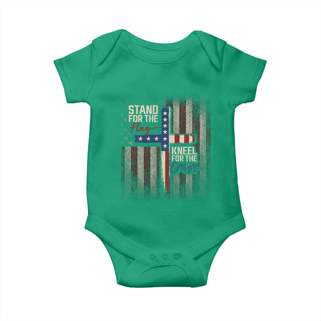 Stand For The Flag Kneel For The Cross Baby Onesie Patriotic Faith Vintage American Flag