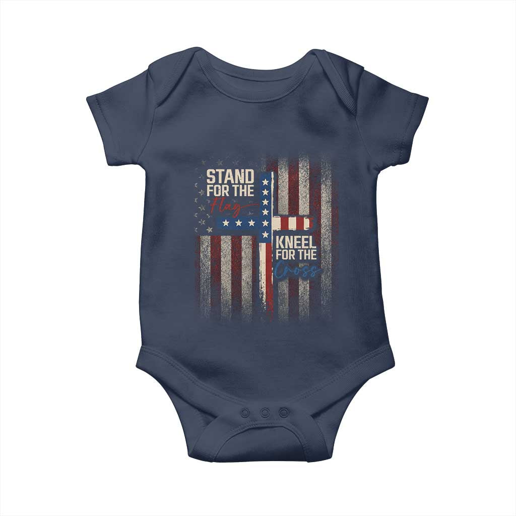 Stand For The Flag Kneel For The Cross Baby Onesie Patriotic Faith Vintage American Flag