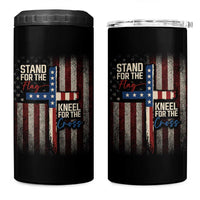 Stand For The Flag Kneel For The Cross 4 in 1 Can Cooler Tumbler Patriotic Faith Vintage American Flag