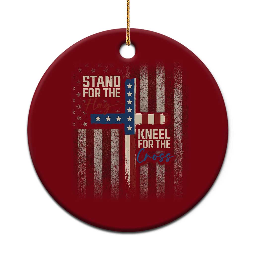Stand For The Flag Kneel For The Cross Ceramic Ornament Patriotic Faith Vintage American Flag