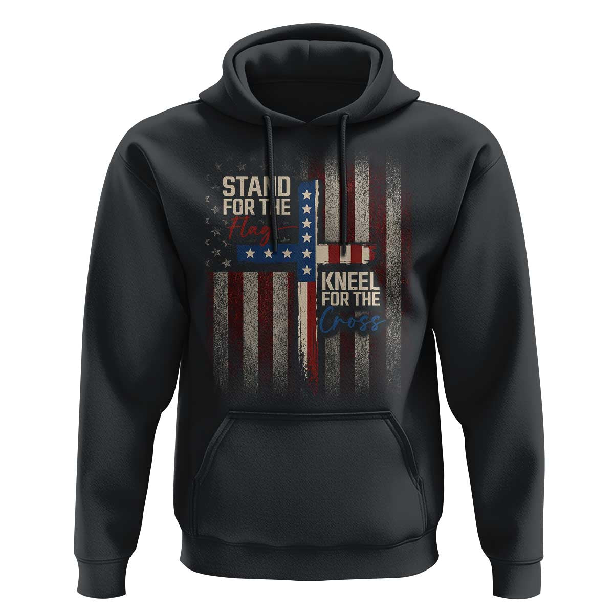 Stand For The Flag Kneel For The Cross Hoodie Patriotic Faith Vintage American Flag