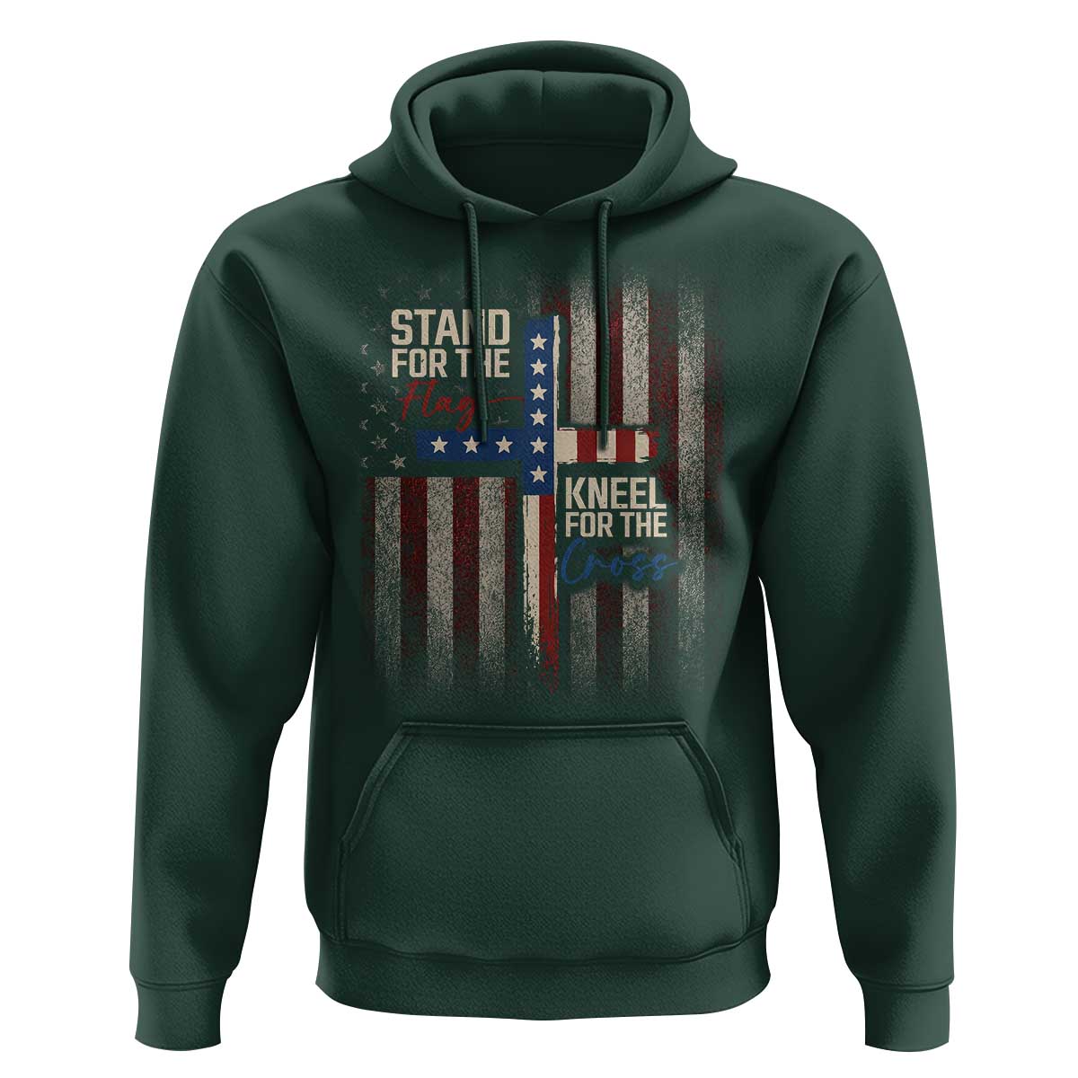 Stand For The Flag Kneel For The Cross Hoodie Patriotic Faith Vintage American Flag