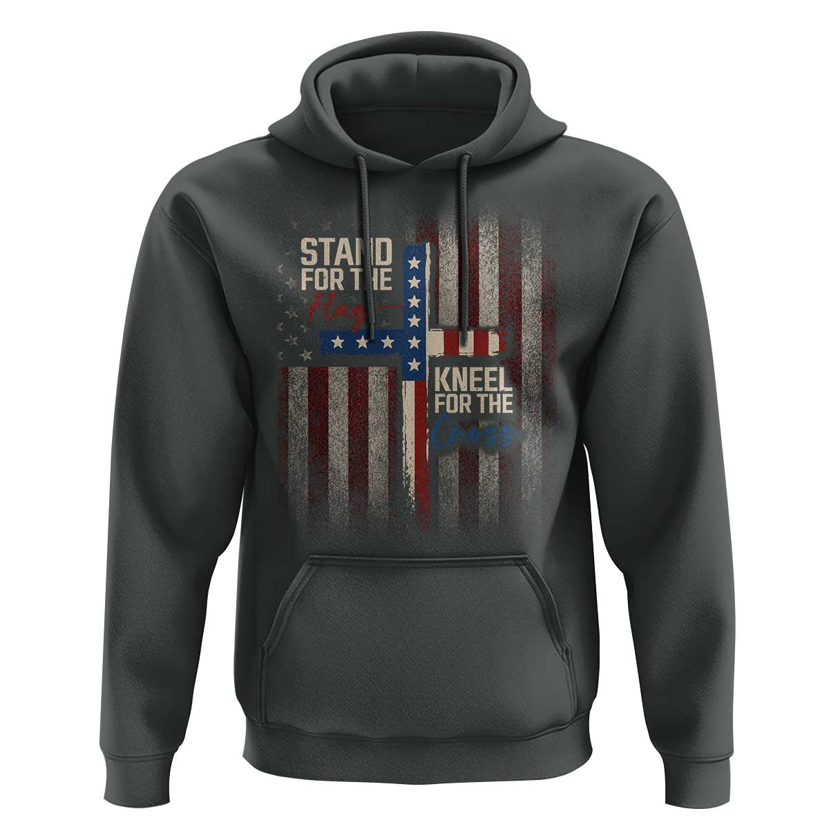 Stand For The Flag Kneel For The Cross Hoodie Patriotic Faith Vintage American Flag