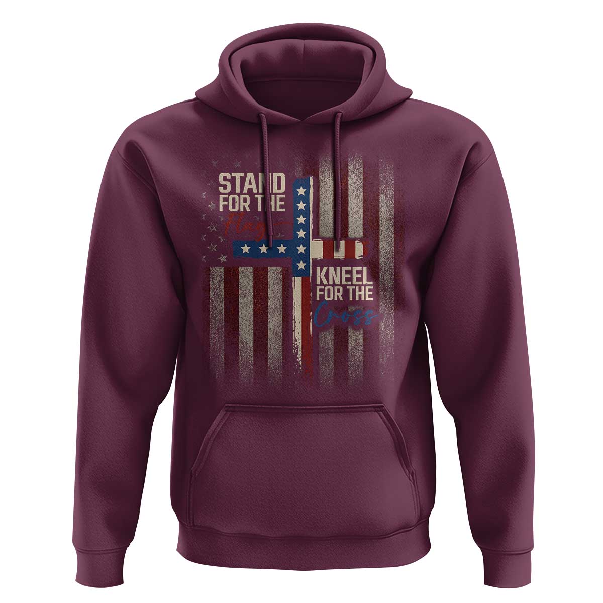 Stand For The Flag Kneel For The Cross Hoodie Patriotic Faith Vintage American Flag