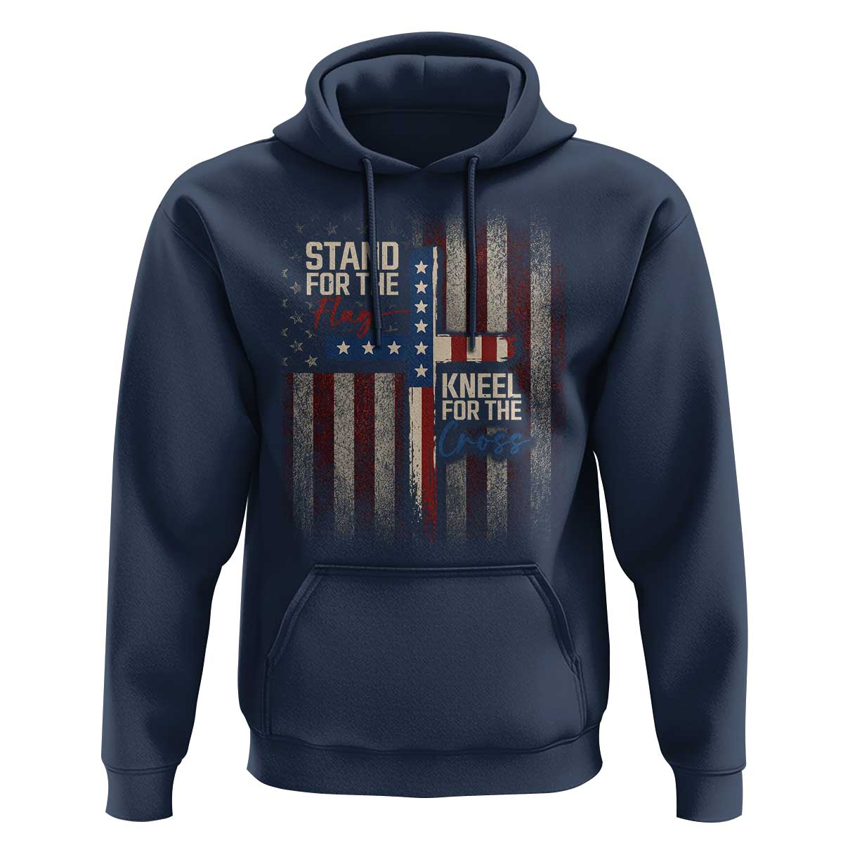 Stand For The Flag Kneel For The Cross Hoodie Patriotic Faith Vintage American Flag