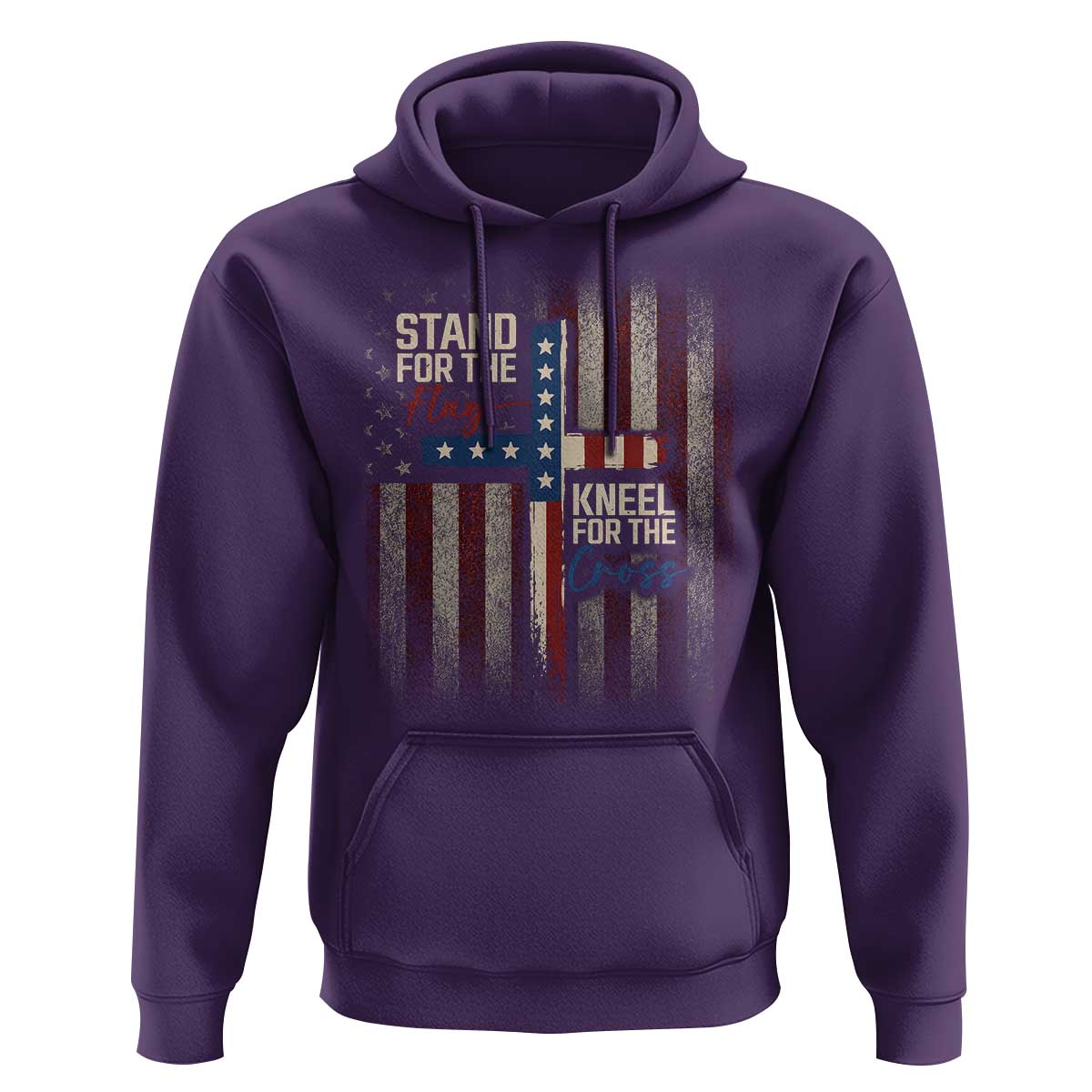 Stand For The Flag Kneel For The Cross Hoodie Patriotic Faith Vintage American Flag