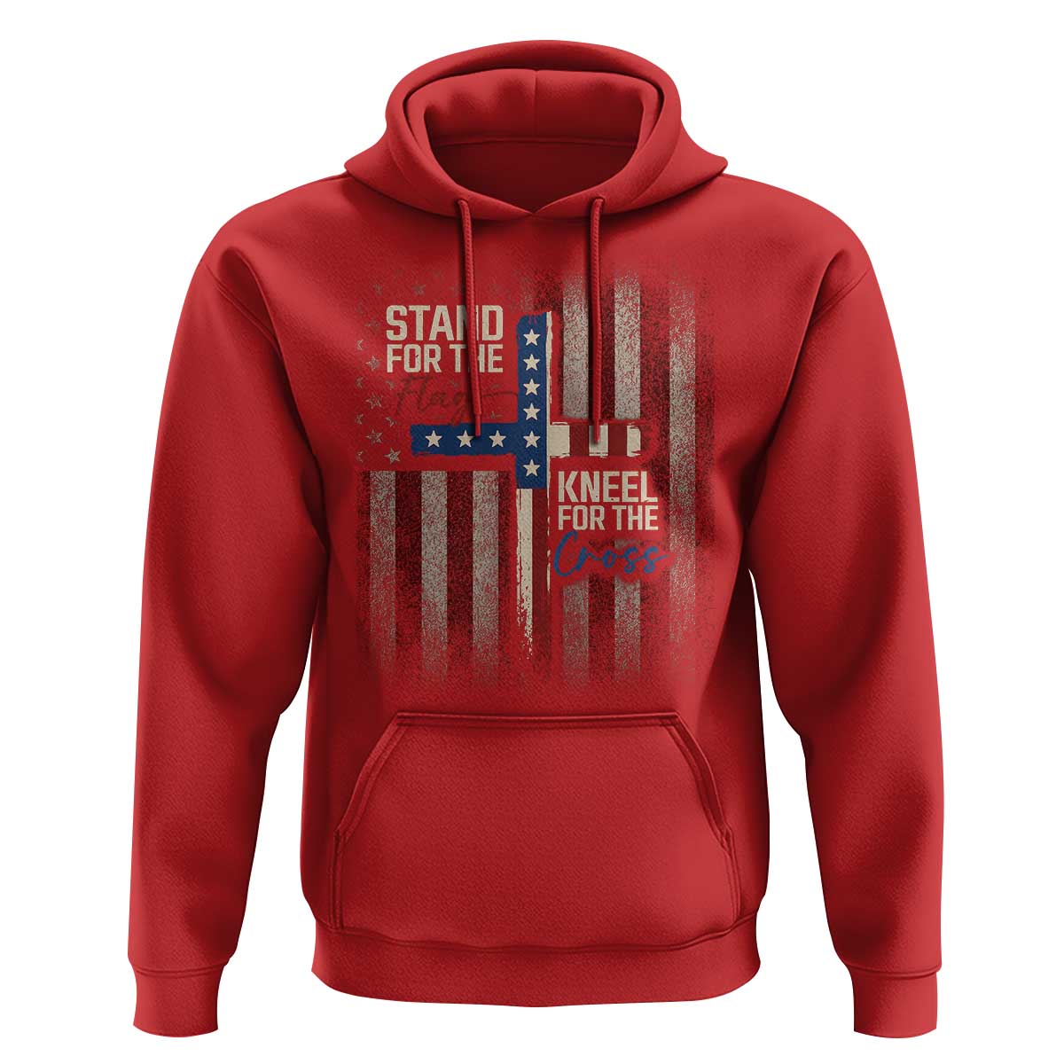 Stand For The Flag Kneel For The Cross Hoodie Patriotic Faith Vintage American Flag