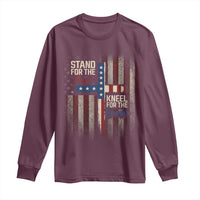 Stand For The Flag Kneel For The Cross Long Sleeve Shirt Patriotic Faith Vintage American Flag