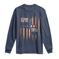 Stand For The Flag Kneel For The Cross Long Sleeve Shirt Patriotic Faith Vintage American Flag