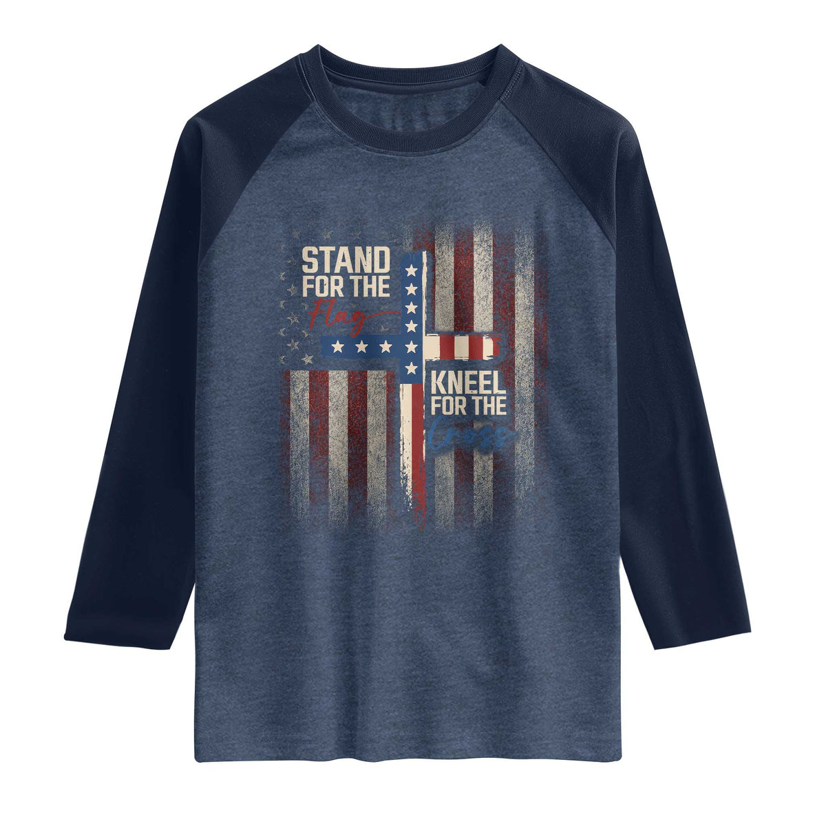 Stand For The Flag Kneel For The Cross Raglan Shirt Patriotic Faith Vintage American Flag