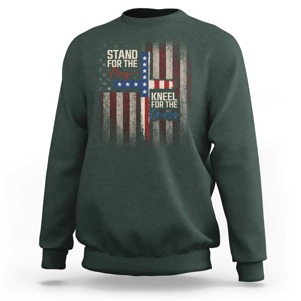 Stand For The Flag Kneel For The Cross Sweatshirt Patriotic Faith Vintage American Flag