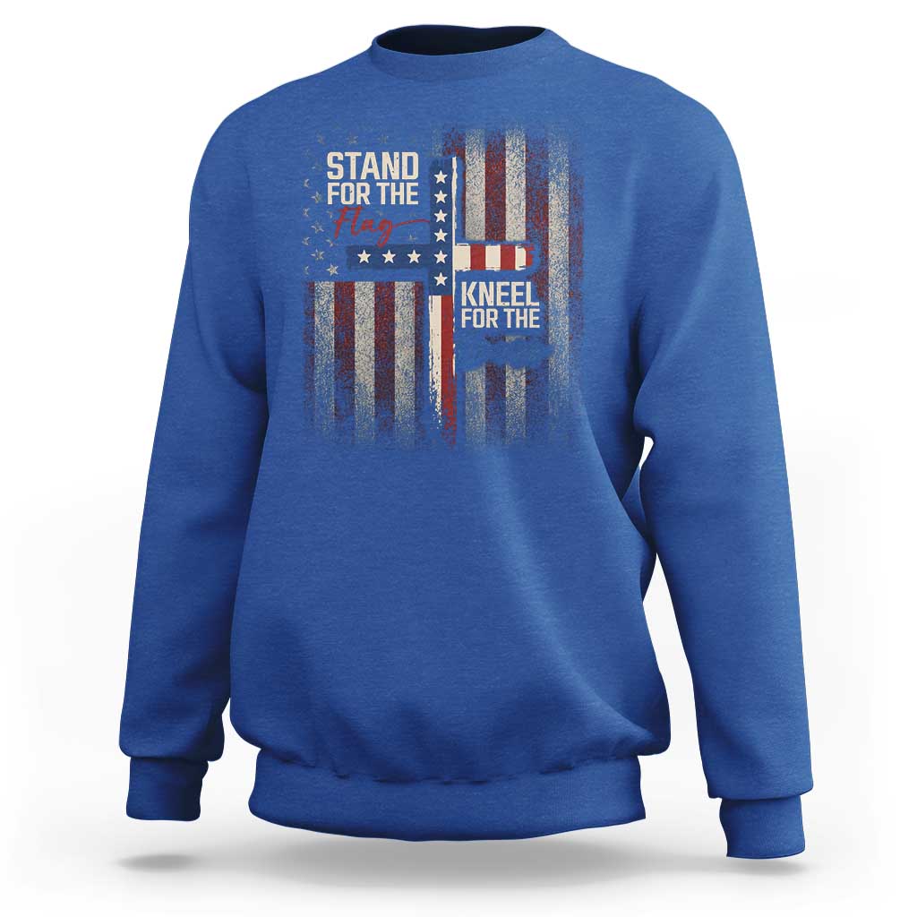 Stand For The Flag Kneel For The Cross Sweatshirt Patriotic Faith Vintage American Flag