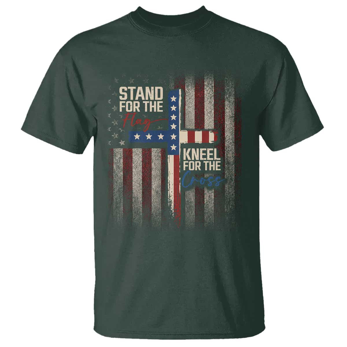 Stand For The Flag Kneel For The Cross T Shirt Patriotic Faith Vintage American Flag