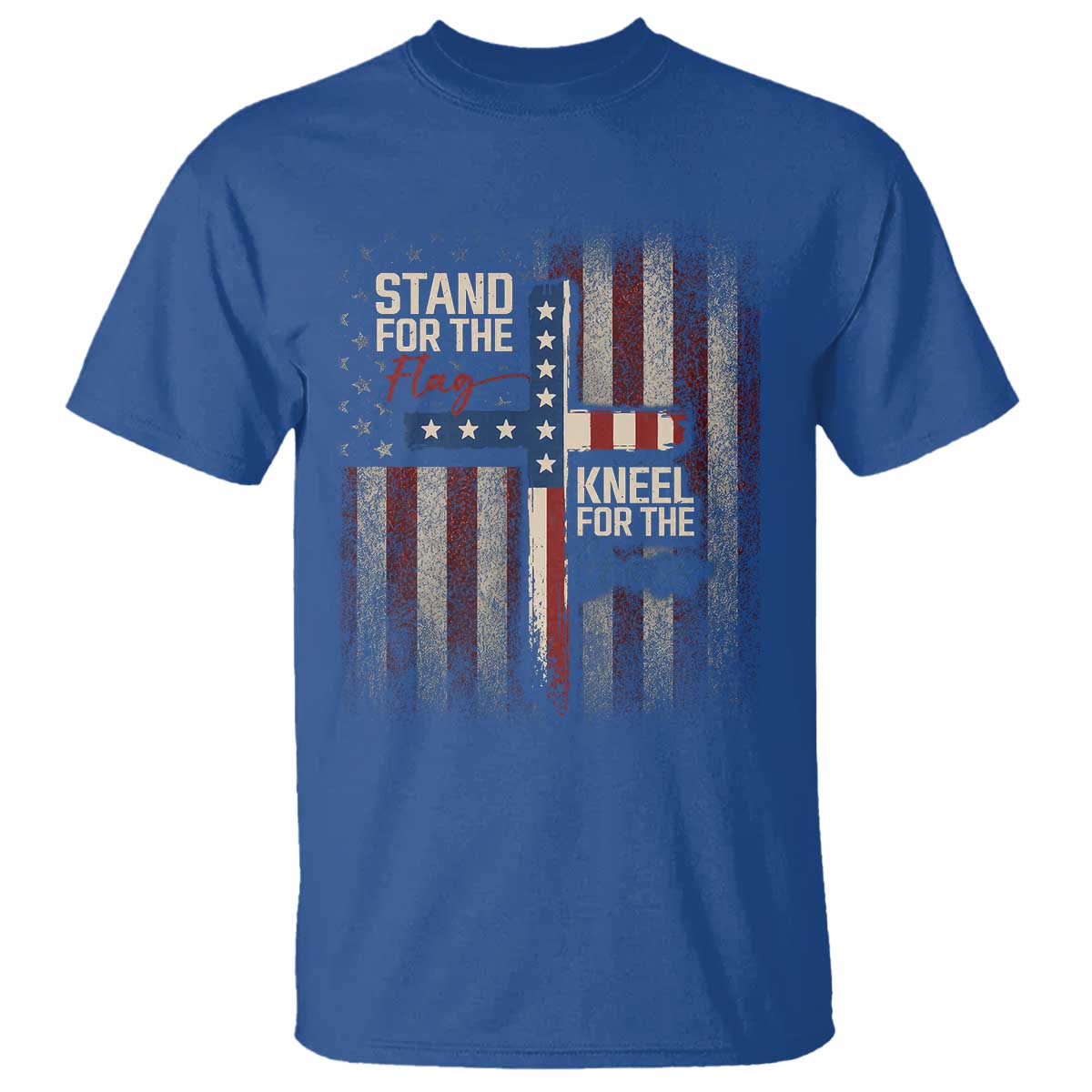 Stand For The Flag Kneel For The Cross T Shirt Patriotic Faith Vintage American Flag