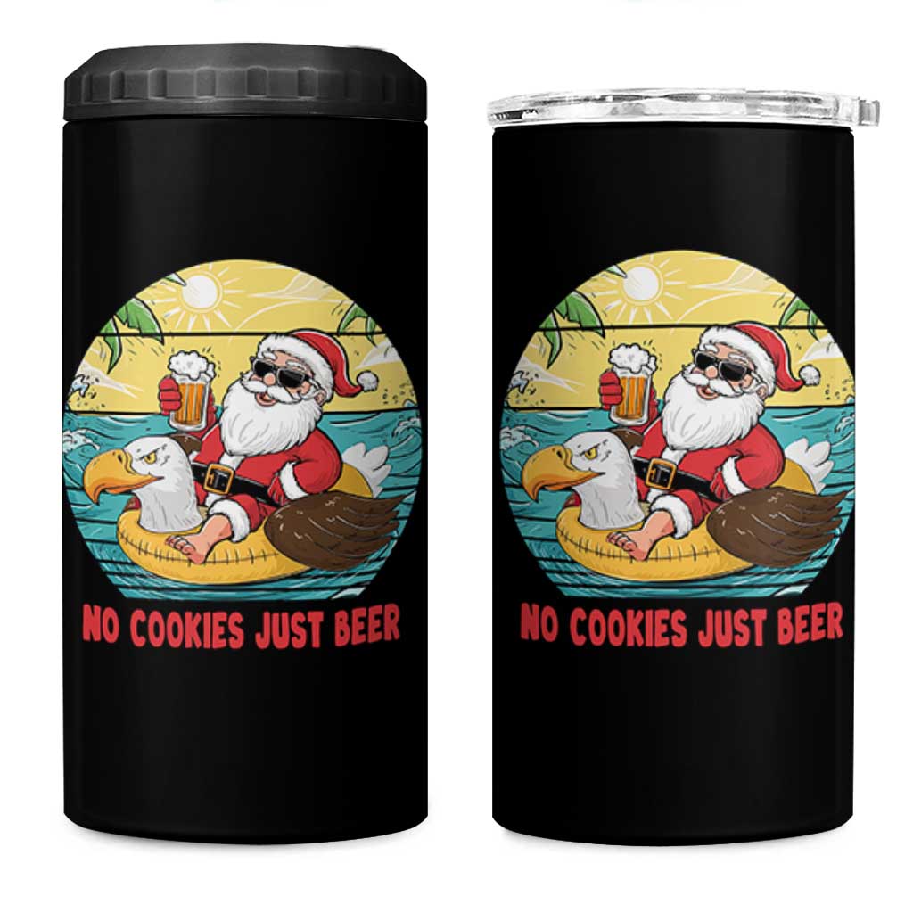 Funny Christmas In July 4 in 1 Can Cooler Tumbler No Cookies Just Beer Santa Summer Season Eagle Float - Wonder Print Shop