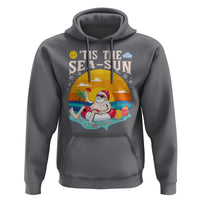 Funny Christmas In July Hoodie Tis The Sea Sun Santa Beach Summer Season Xmas - Wonder Print Shop