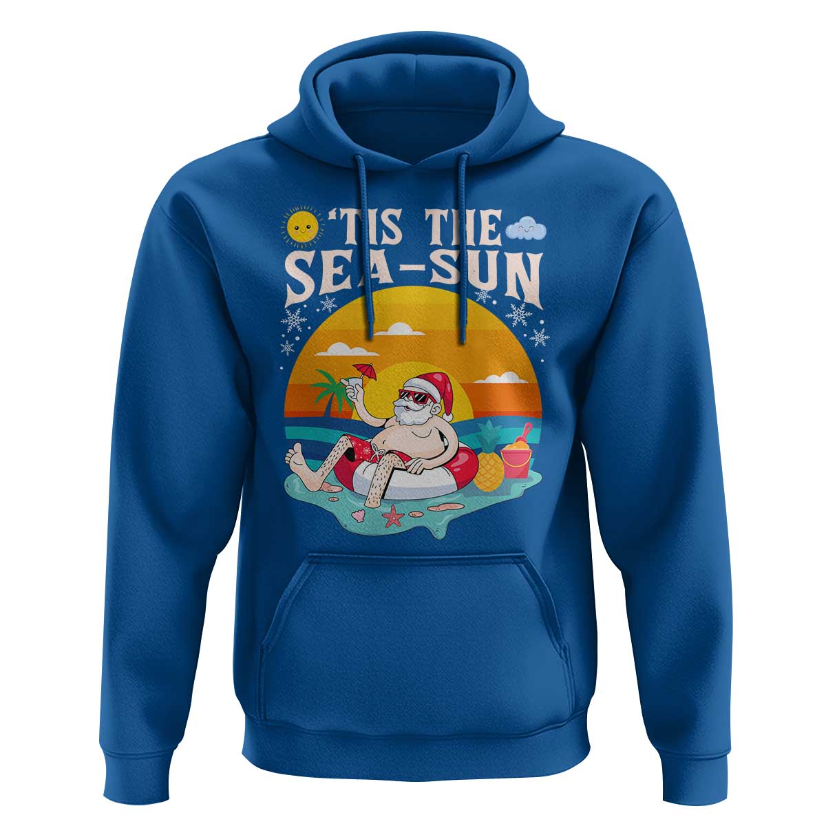 Funny Christmas In July Hoodie Tis The Sea Sun Santa Beach Summer Season Xmas - Wonder Print Shop