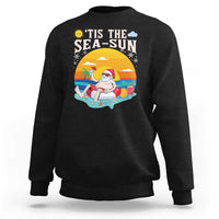 Funny Christmas In July Sweatshirt Tis The Sea Sun Santa Beach Summer Season Xmas - Wonder Print Shop