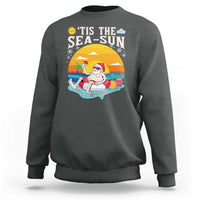 Funny Christmas In July Sweatshirt Tis The Sea Sun Santa Beach Summer Season Xmas - Wonder Print Shop