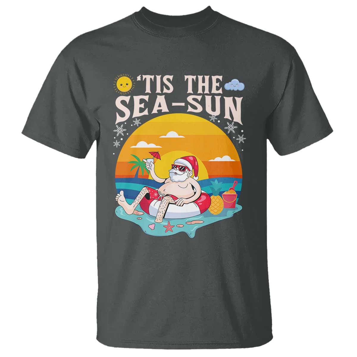 Funny Christmas In July T Shirt Tis The Sea Sun Santa Beach Summer Season Xmas - Wonder Print Shop