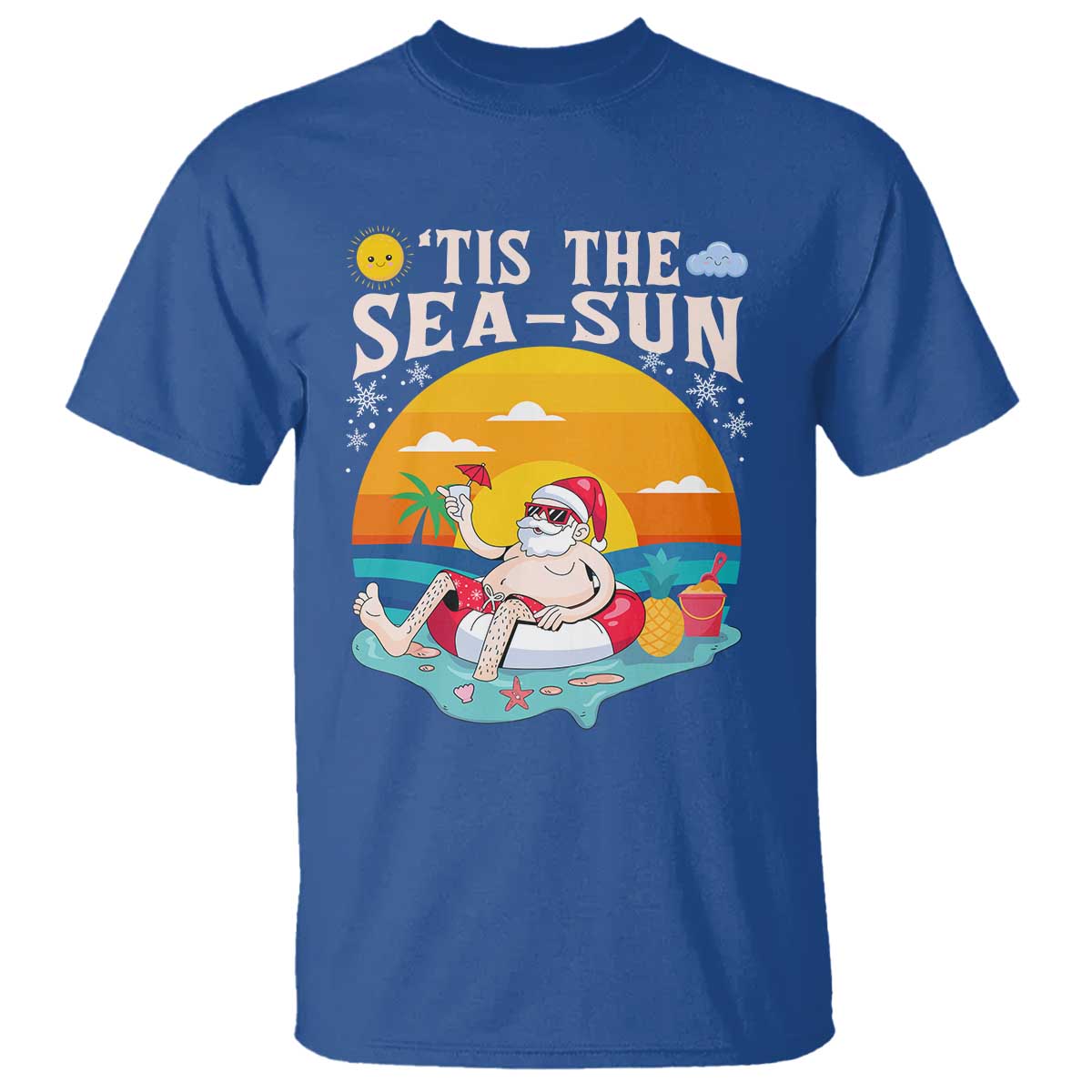 Funny Christmas In July T Shirt Tis The Sea Sun Santa Beach Summer Season Xmas - Wonder Print Shop