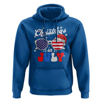 Christmas In July Hoodie Santa Hat Sunglasses USA Flag 4th Of July Xmas - Wonder Print Shop