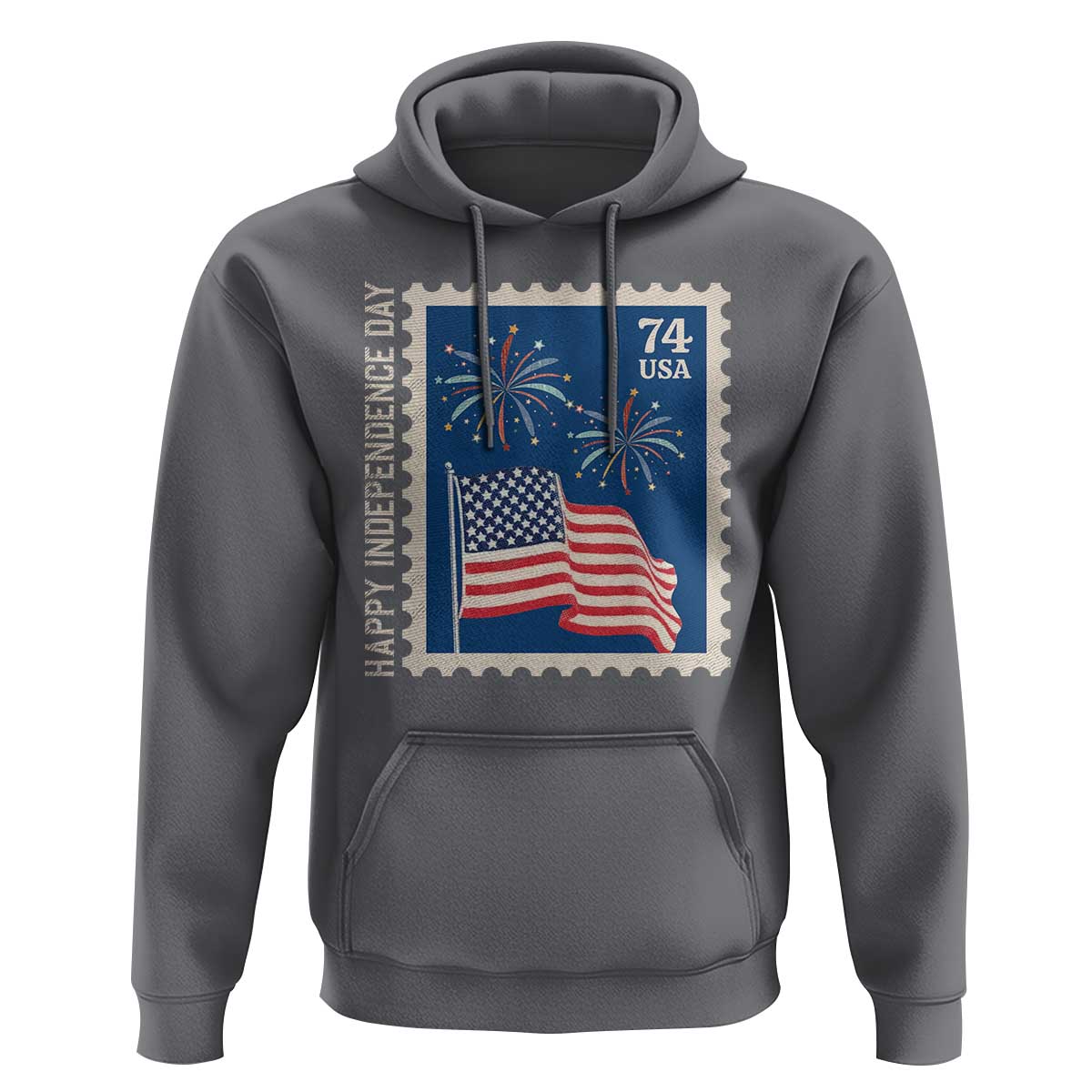 4th Of July Hoodie Happy Independence Day Stamp USA Flag - Wonder Print Shop