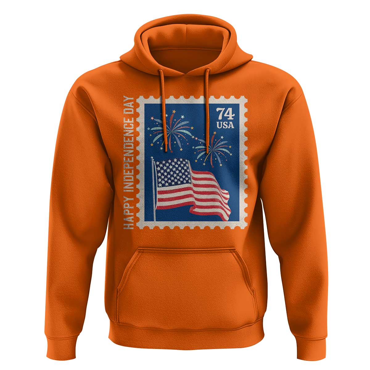 4th Of July Hoodie Happy Independence Day Stamp USA Flag - Wonder Print Shop