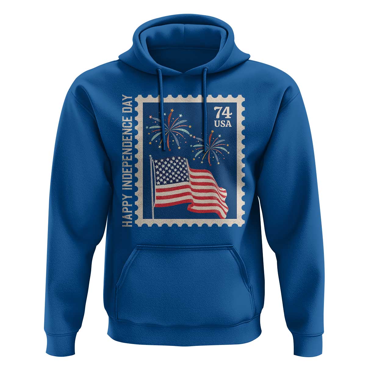4th Of July Hoodie Happy Independence Day Stamp USA Flag - Wonder Print Shop