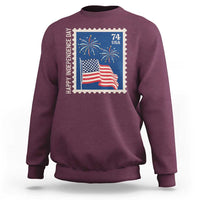 4th Of July Sweatshirt Happy Independence Day Stamp USA Flag - Wonder Print Shop