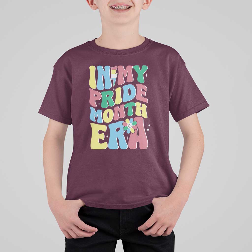 Disability Pride Month T Shirt For Kid In My Pride Month Era Retro Groovy Flower - Wonder Print Shop