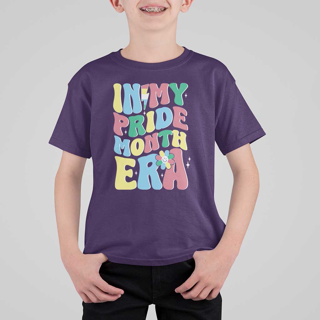 Disability Pride Month T Shirt For Kid In My Pride Month Era Retro Groovy Flower - Wonder Print Shop