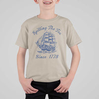 Funny 4th Of July T Shirt For Kid Spilling The Tea Since 1773 History Ship - Wonder Print Shop