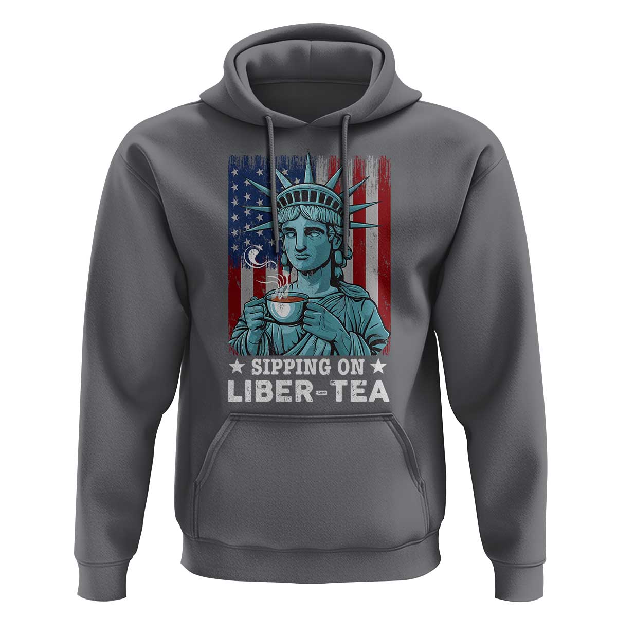 Funny 4th Of July Hoodie Sippin On Liber Tea Liberty USA Flag - Wonder Print Shop
