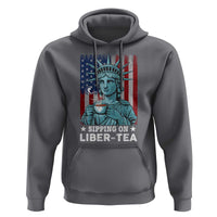 Funny 4th Of July Hoodie Sippin On Liber Tea Liberty USA Flag - Wonder Print Shop