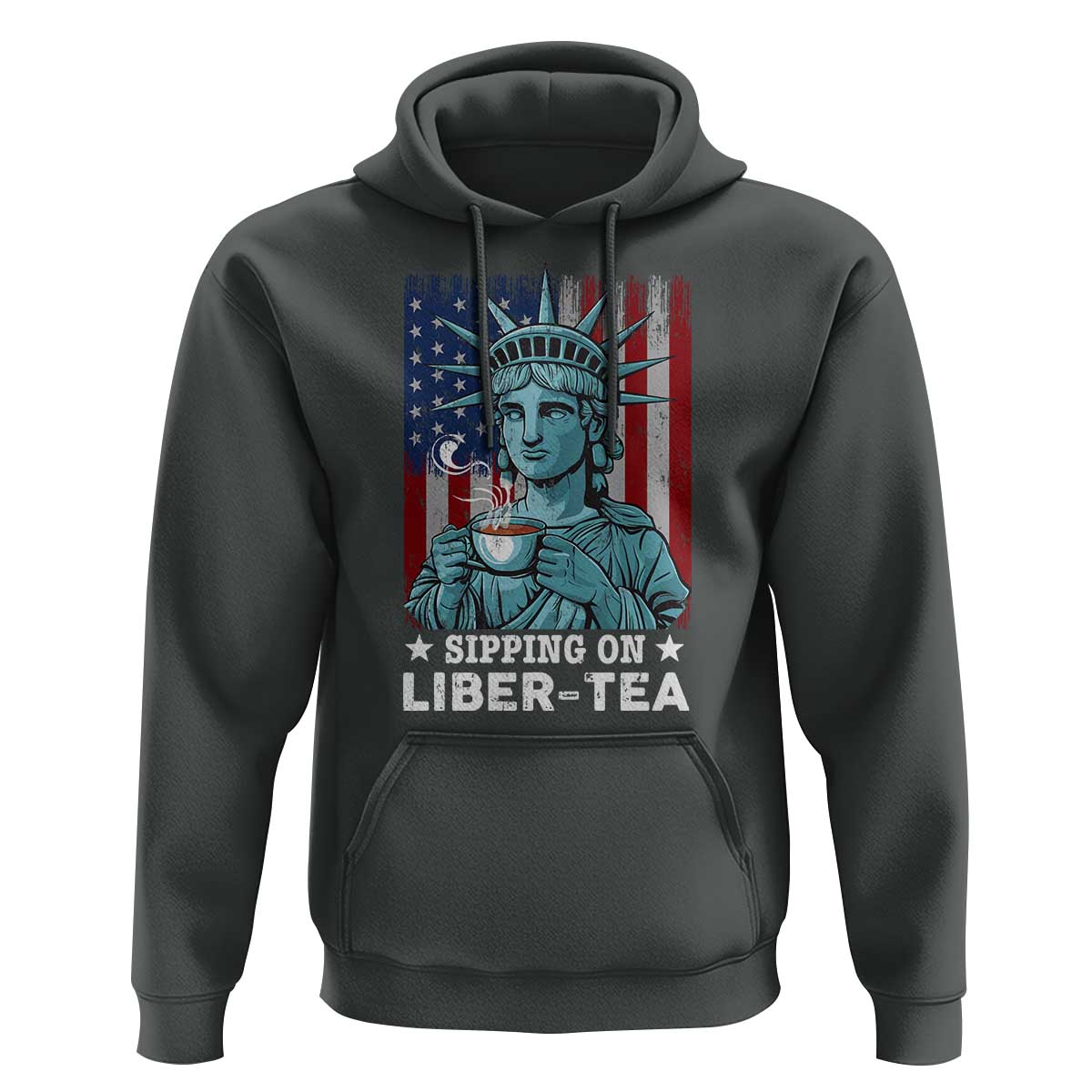 Funny 4th Of July Hoodie Sippin On Liber Tea Liberty USA Flag - Wonder Print Shop