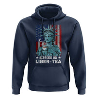 Funny 4th Of July Hoodie Sippin On Liber Tea Liberty USA Flag - Wonder Print Shop