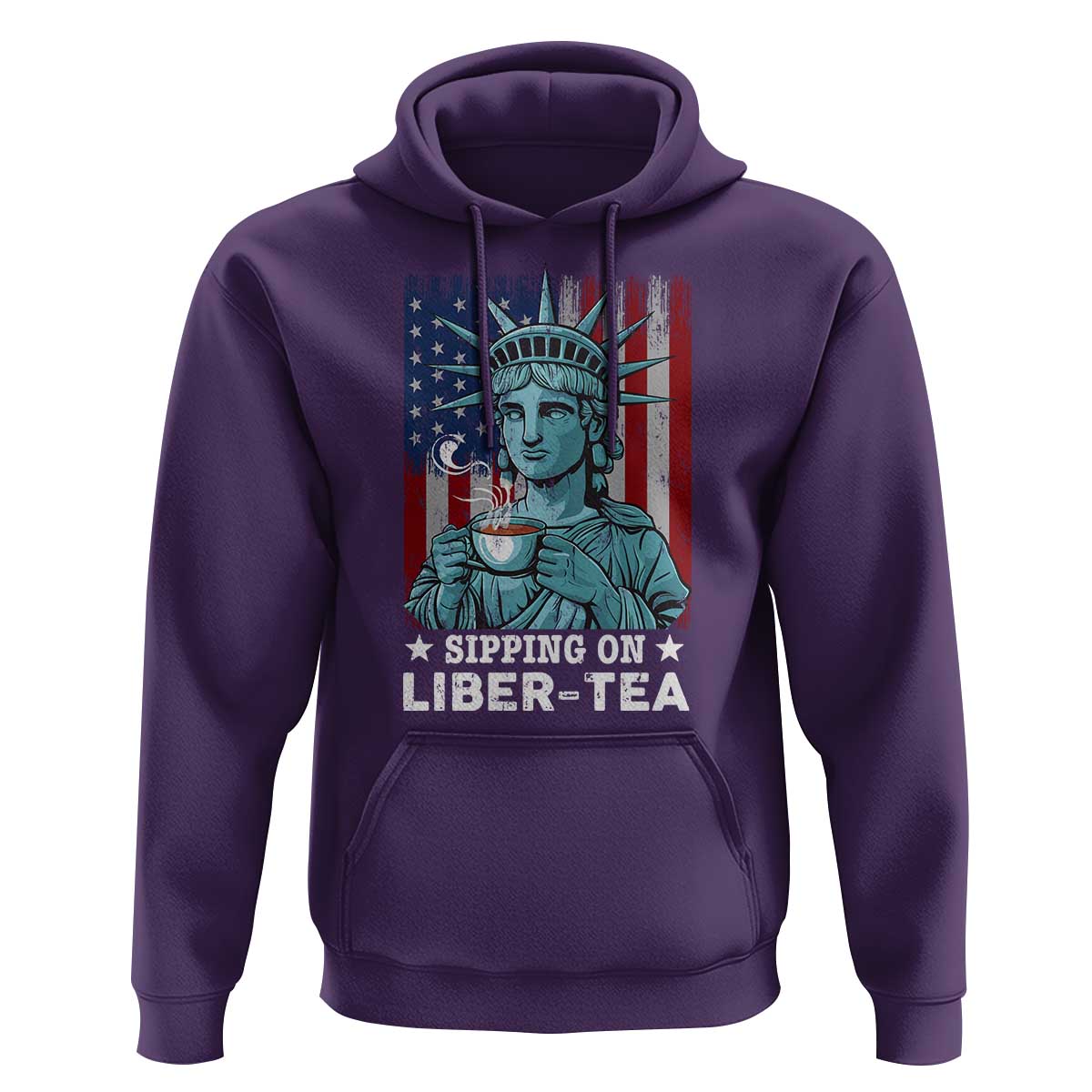 Funny 4th Of July Hoodie Sippin On Liber Tea Liberty USA Flag - Wonder Print Shop