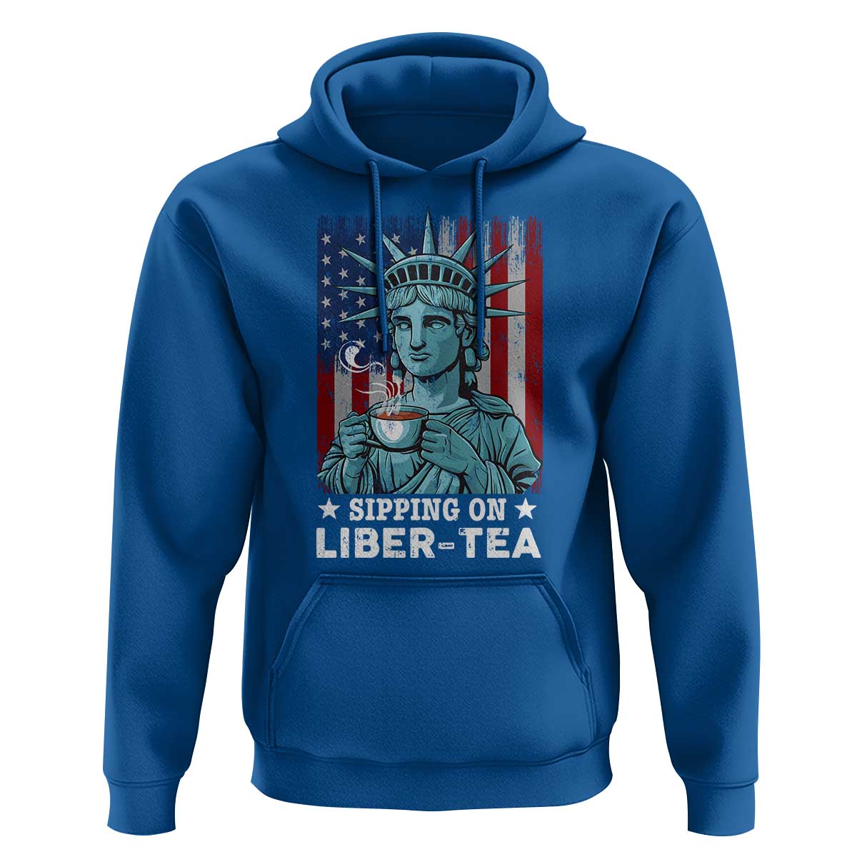 Funny 4th Of July Hoodie Sippin On Liber Tea Liberty USA Flag - Wonder Print Shop