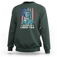 Funny 4th Of July Sweatshirt Sippin On Liber Tea Liberty USA Flag - Wonder Print Shop