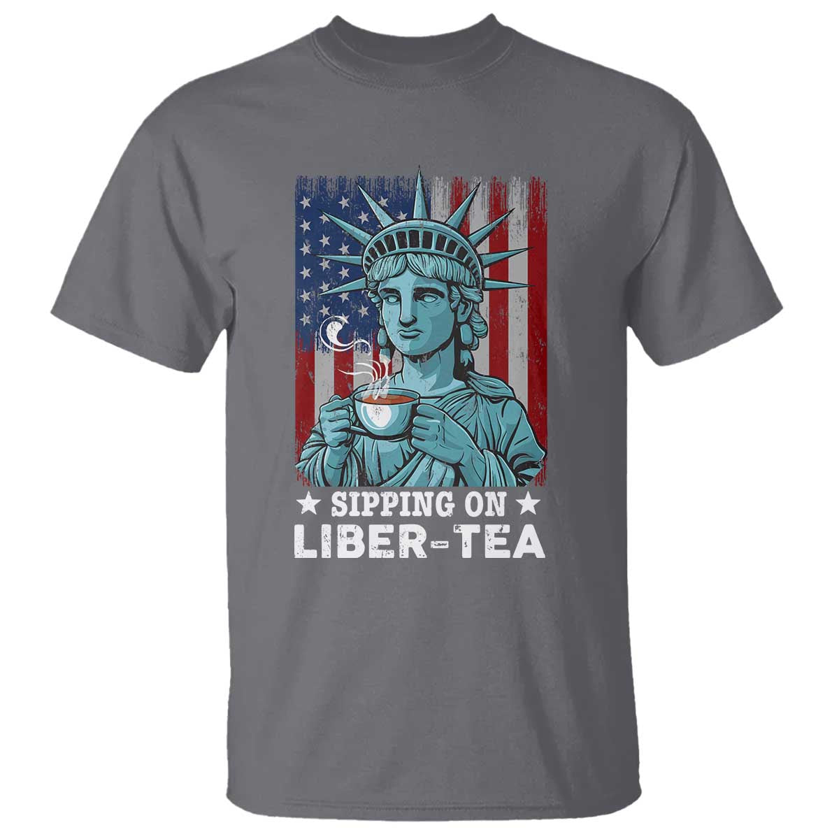 Funny 4th Of July T Shirt Sippin On Liber Tea Liberty USA Flag - Wonder Print Shop