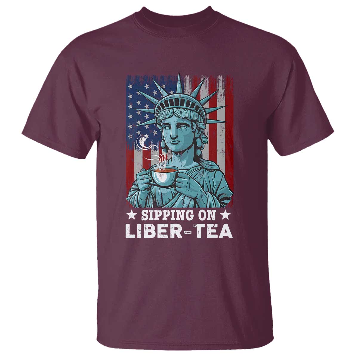 Funny 4th Of July T Shirt Sippin On Liber Tea Liberty USA Flag - Wonder Print Shop